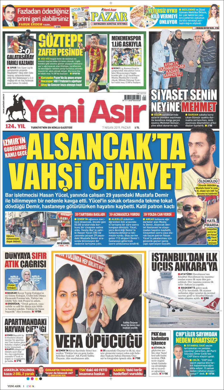 Portada de Yeni Asır (Turqu&iacute;a)