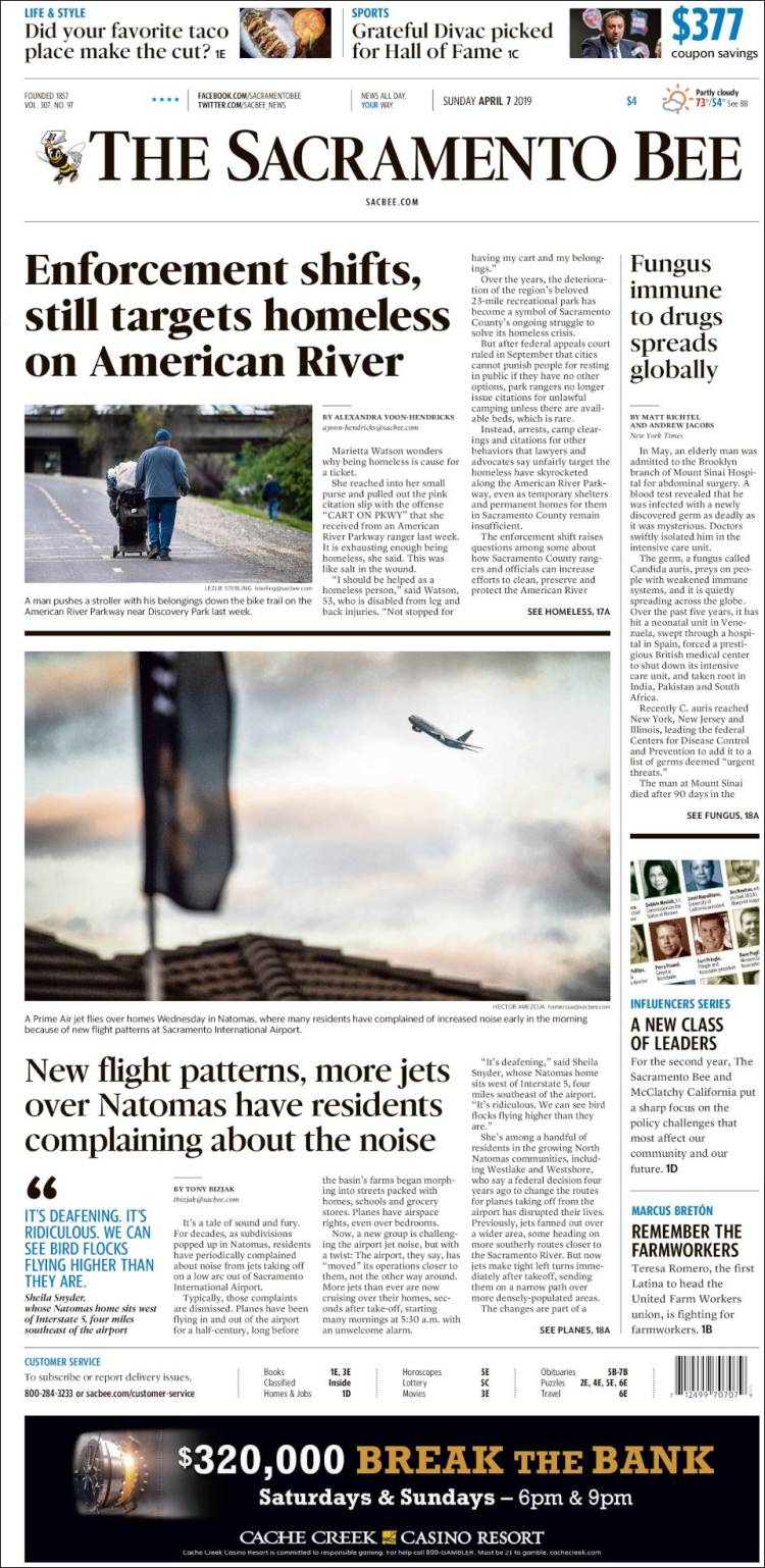 Portada de The Sacramento Bee (USA)