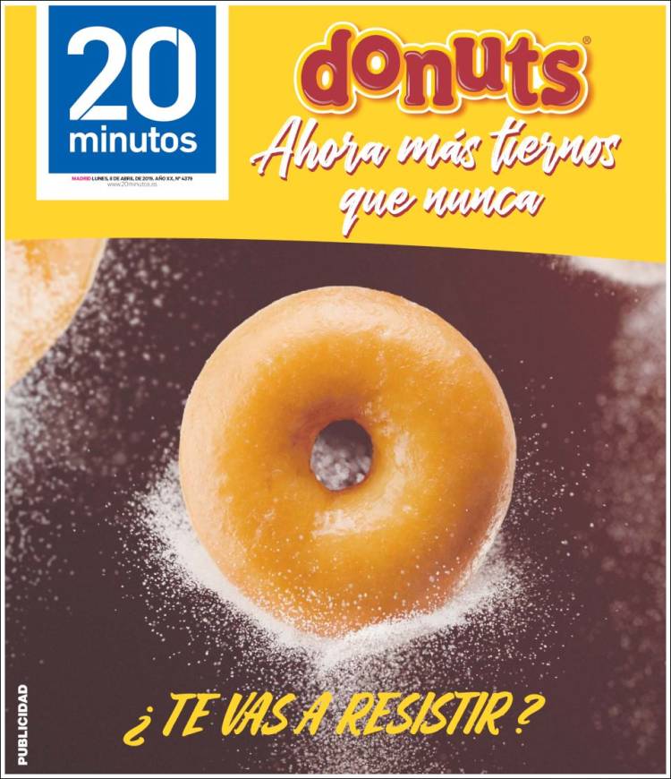 Portada de 20 Minutos - Madrid (España)