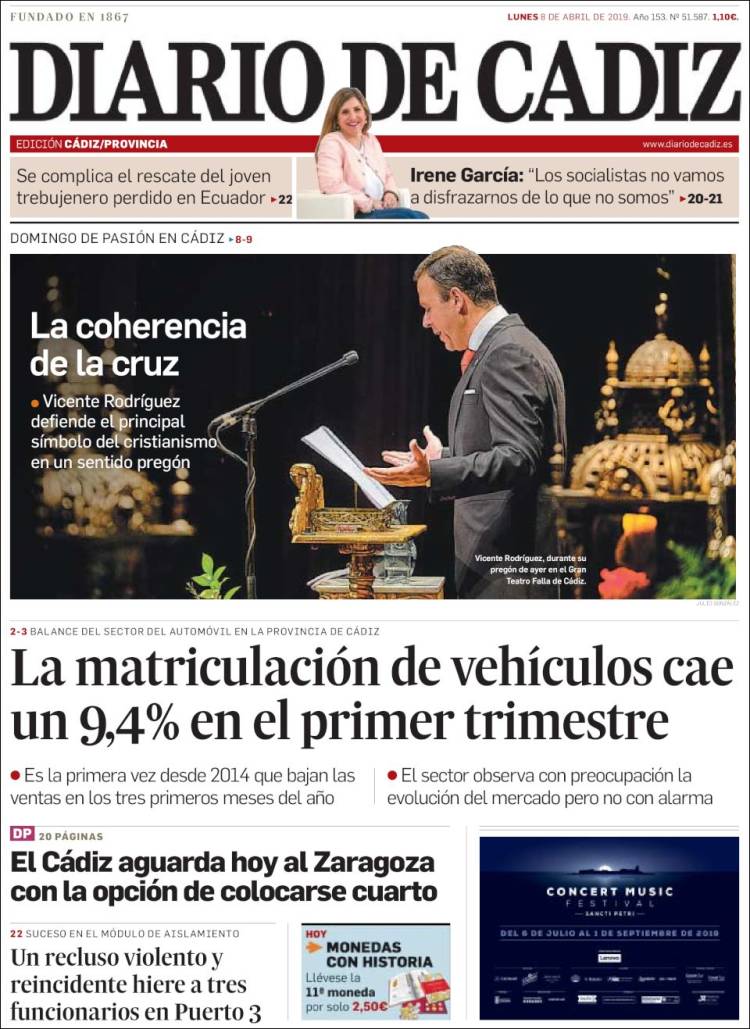 Portada de Diario de Cádiz (España)