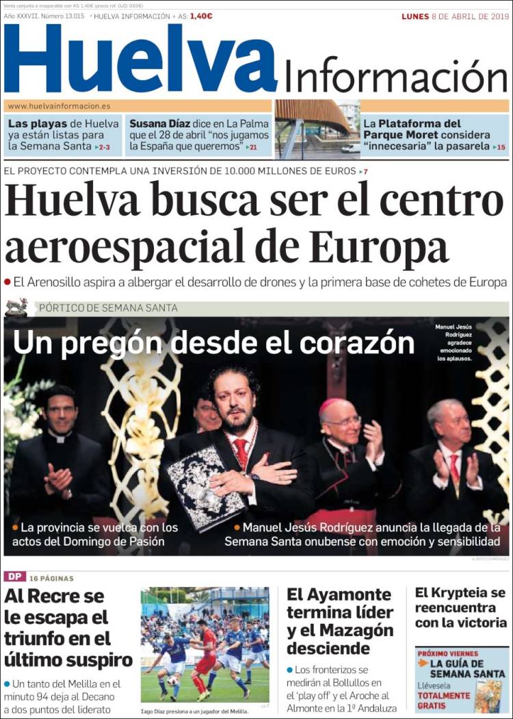 Portada de Huelva Información (España)