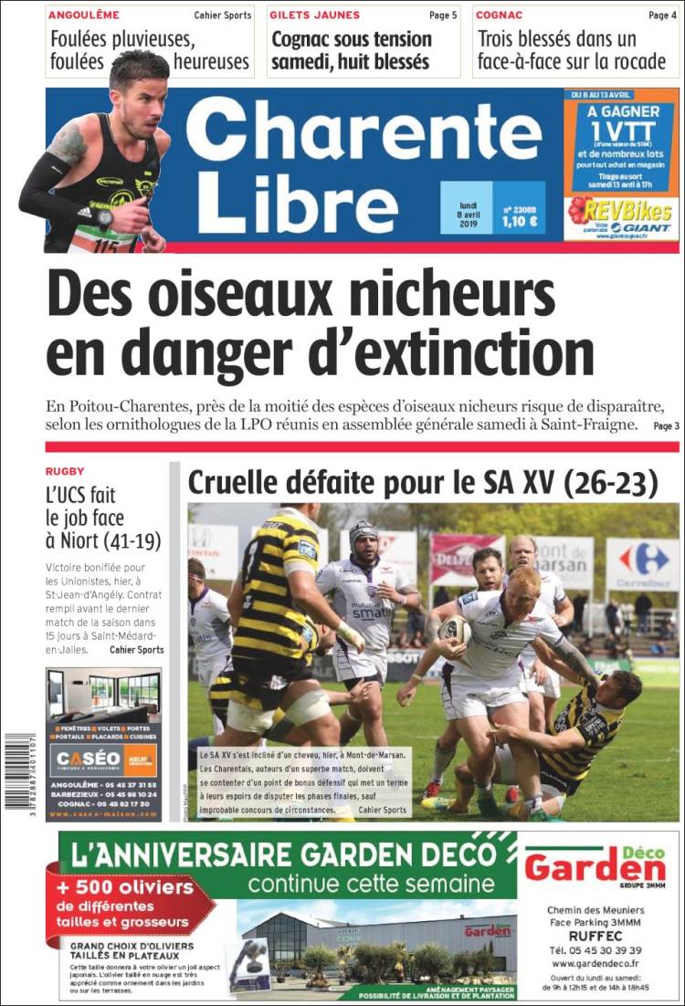 Portada de Charente Libre (Francia)