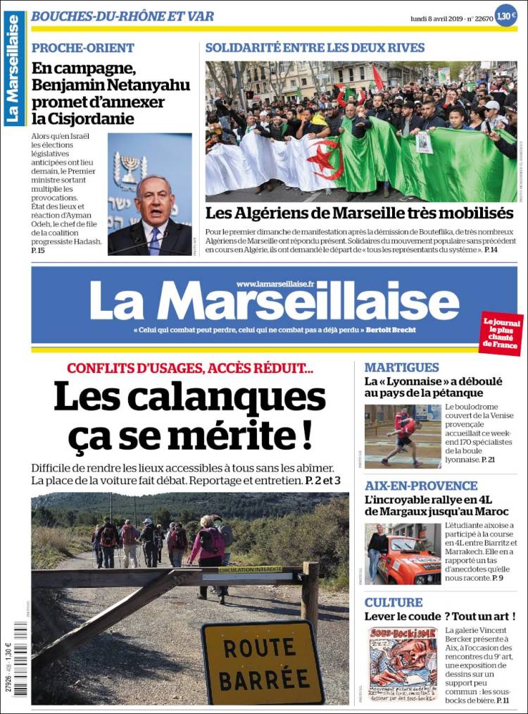 Portada de La Marseillaise (Francia)