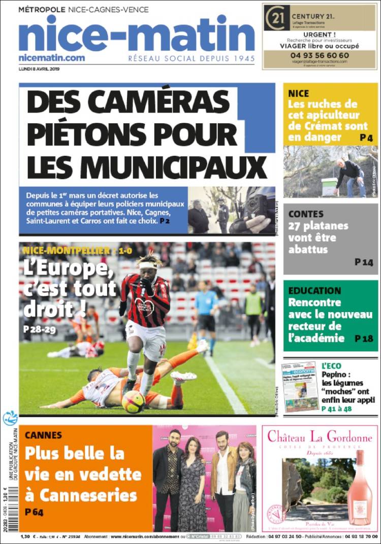 Portada de Nice-Matin (Francia)