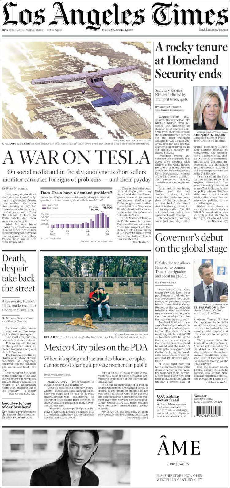 Portada de Los Angeles Times (USA)