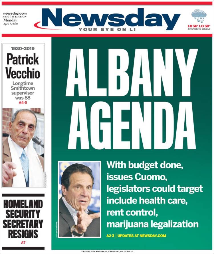 Portada de Newsday (USA)