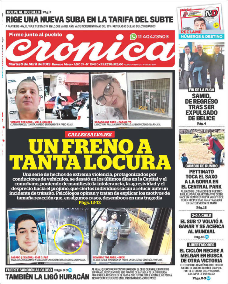 Portada de Crónica (Argentina)