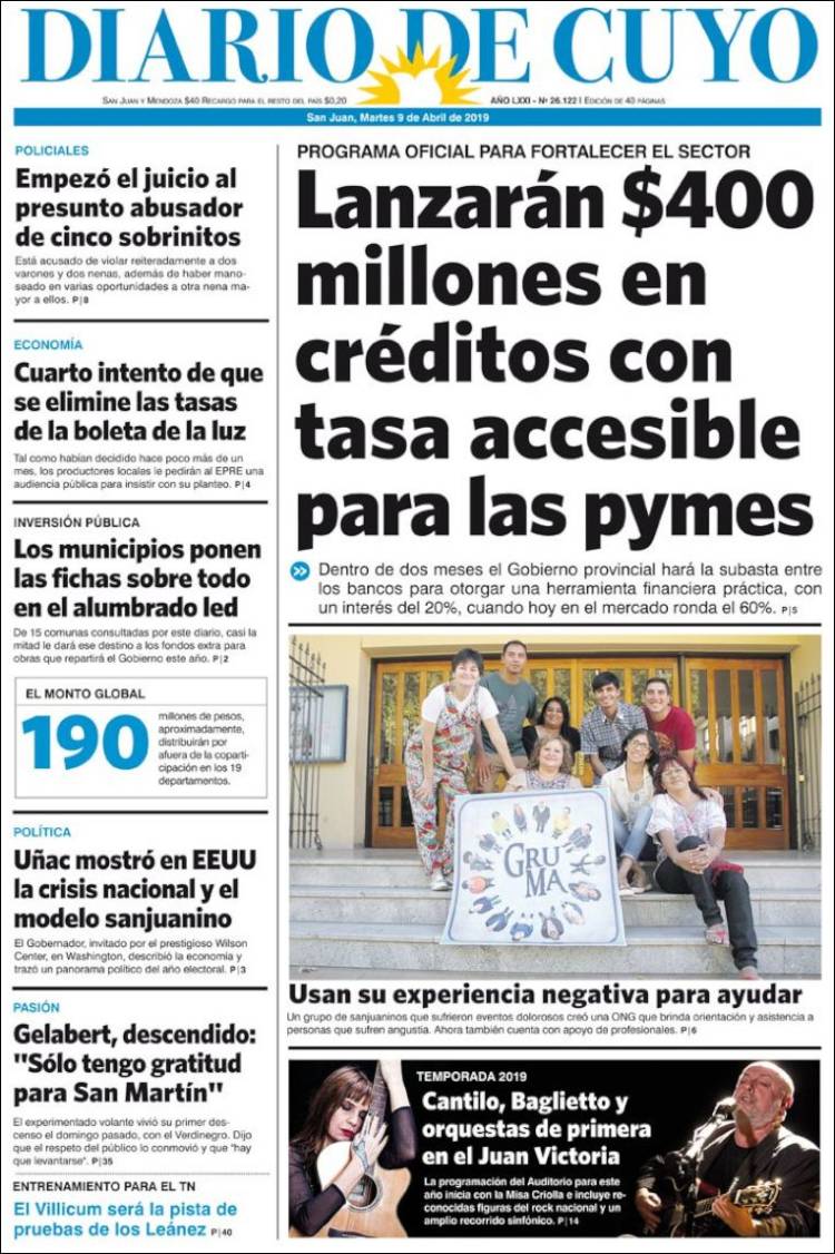 Portada de Diario de Cuyo (Argentina)