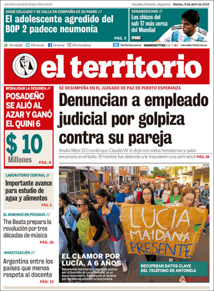 Portada de El Territorio (Argentina)