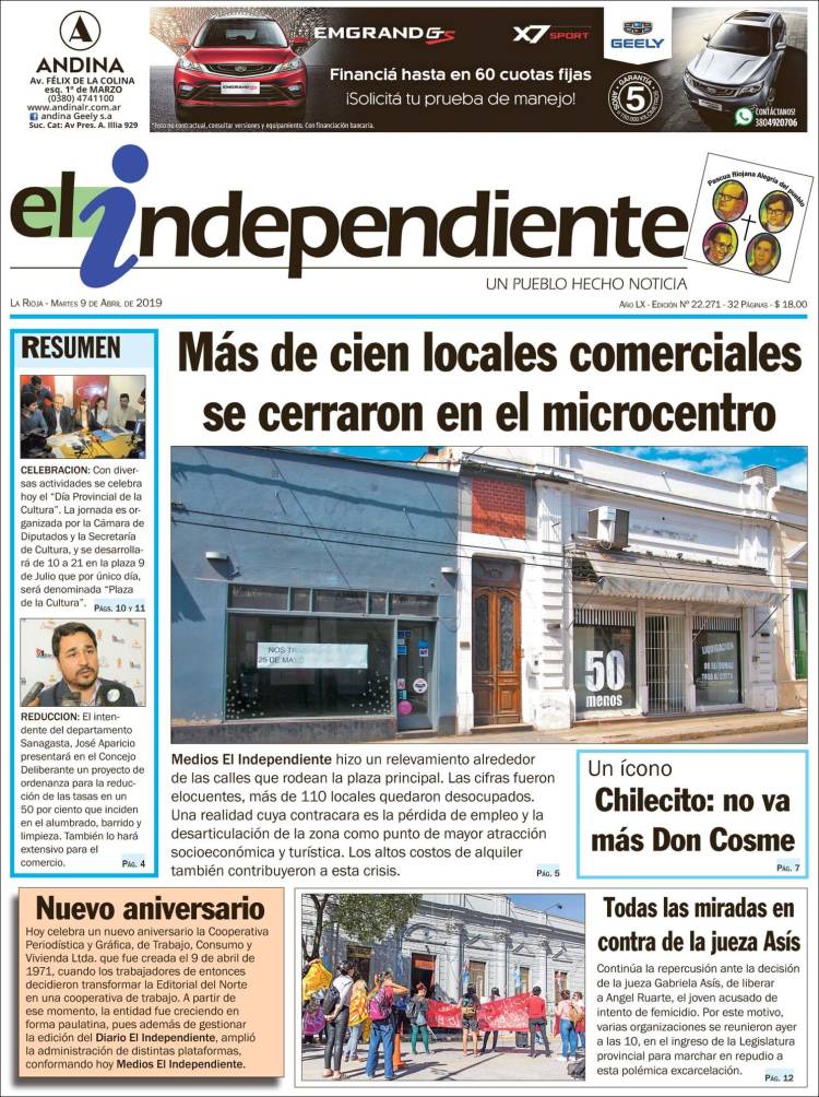 Portada de El Independiente (Argentina)