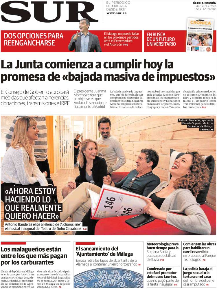 Portada de Diario el Sur (España)