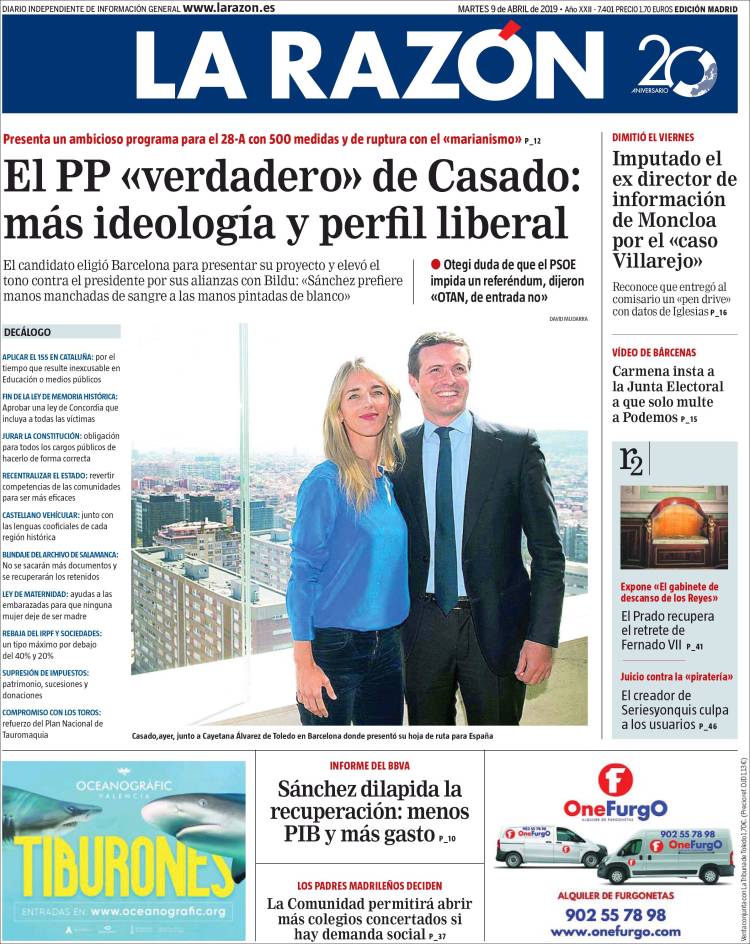 Portada de La Razón (Espa&ntilde;a)
