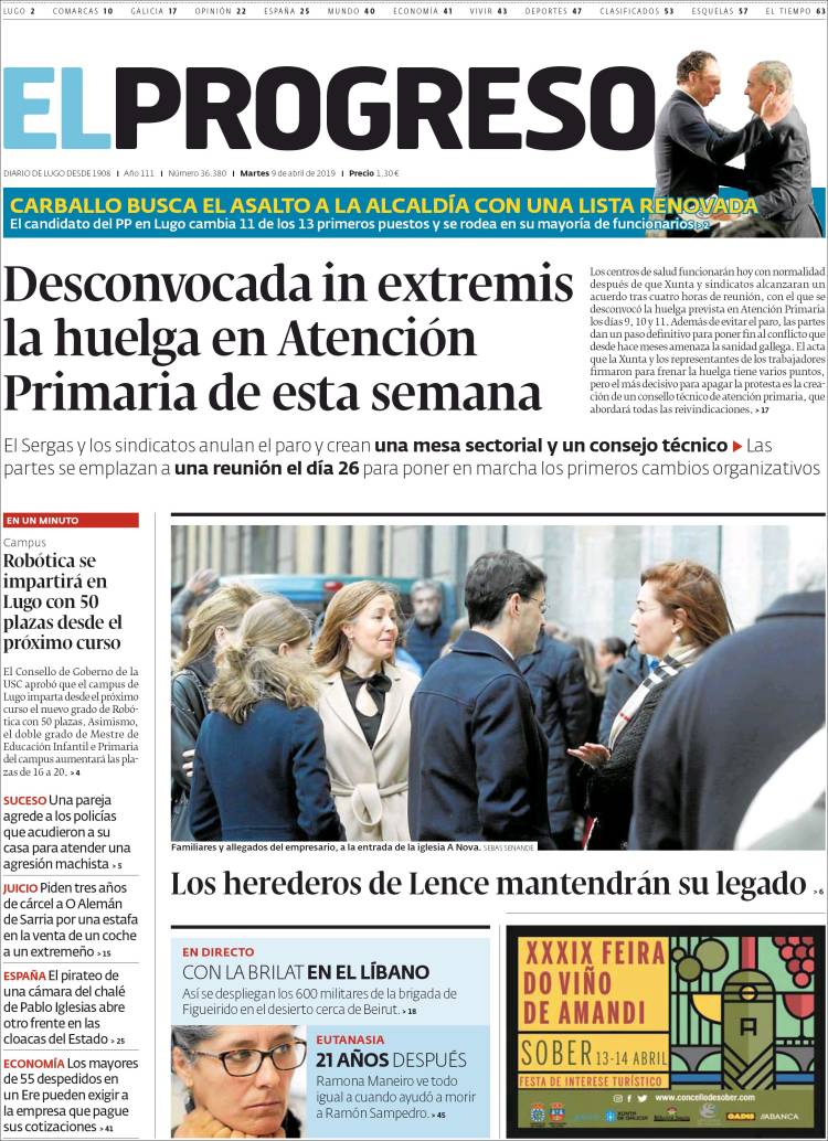 Portada de El Progreso (Espa&ntilde;a)