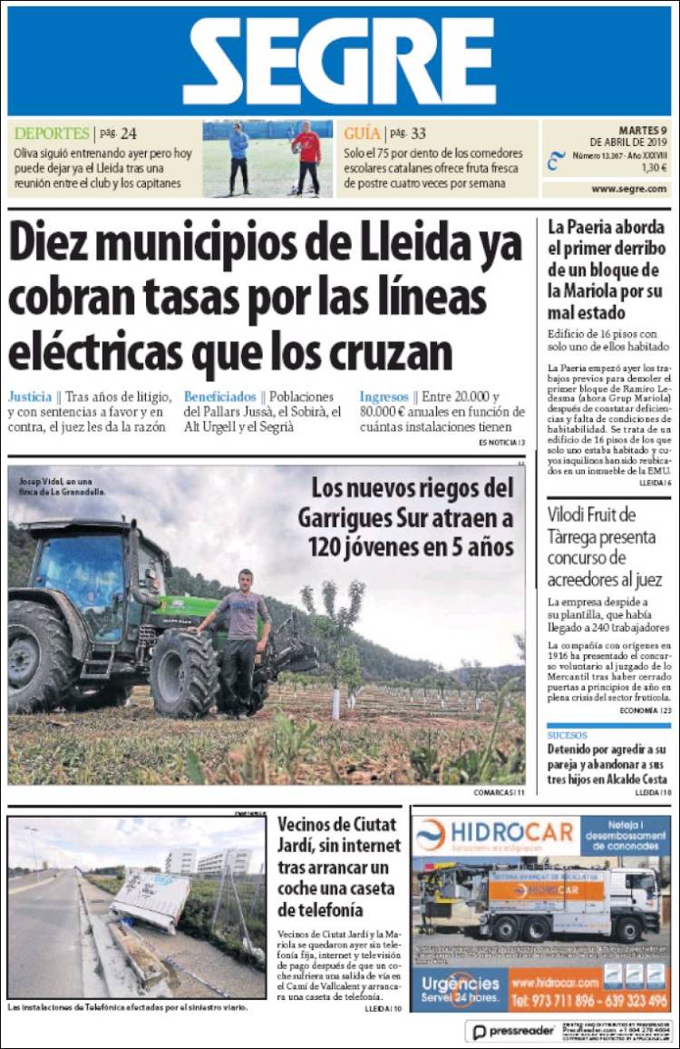 Portada de Segre  (Espa&ntilde;a)