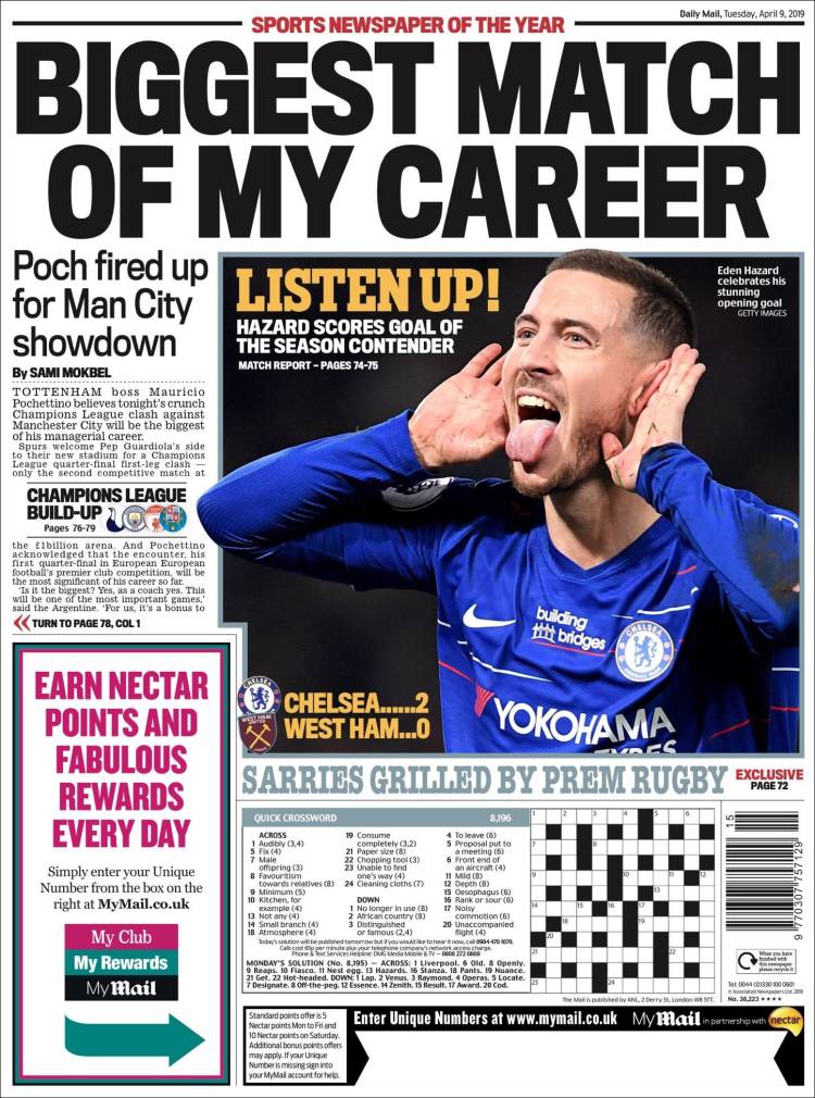 Portada de Daily Mail Sport (Reino Unido)
