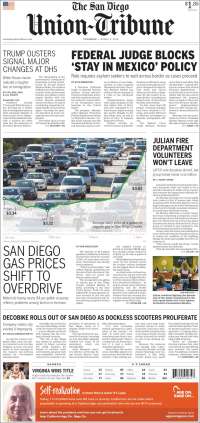 Portada de The San Diego Union-Tribune (USA)