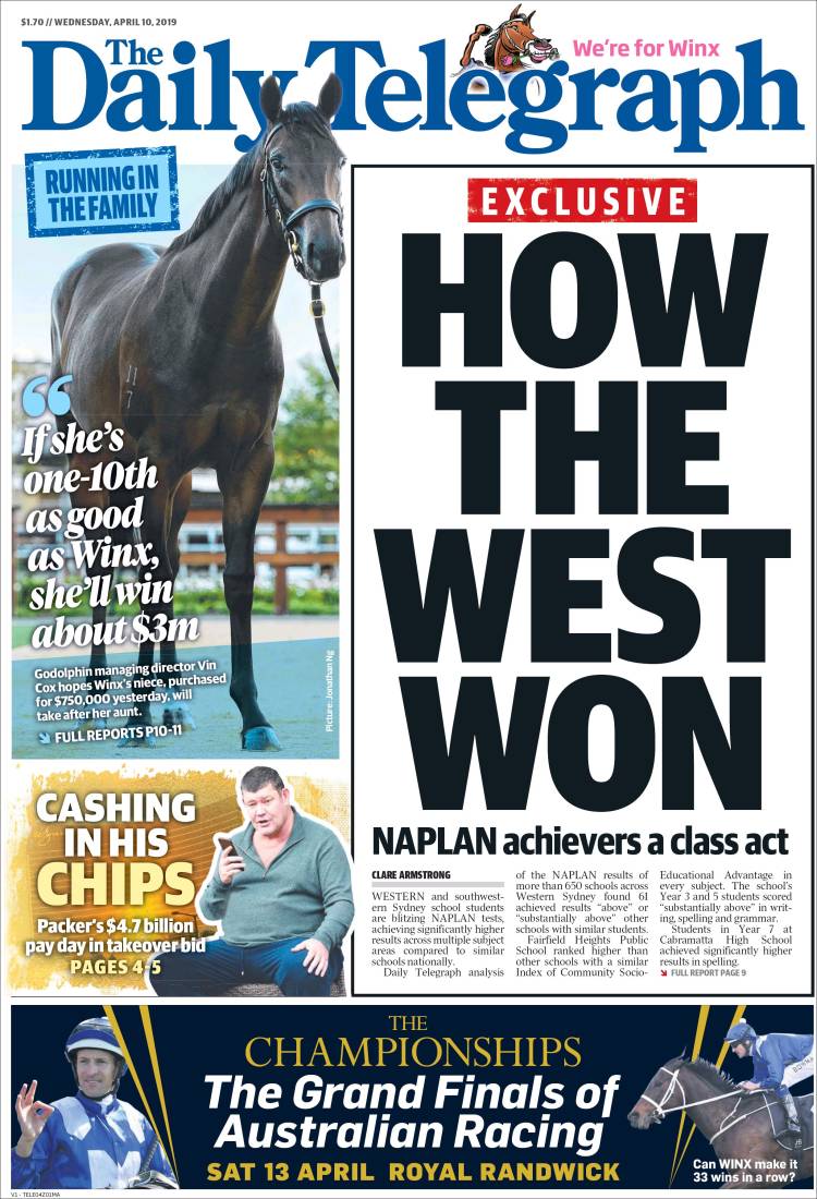 Portada de The Daily Telegraph (Australia)