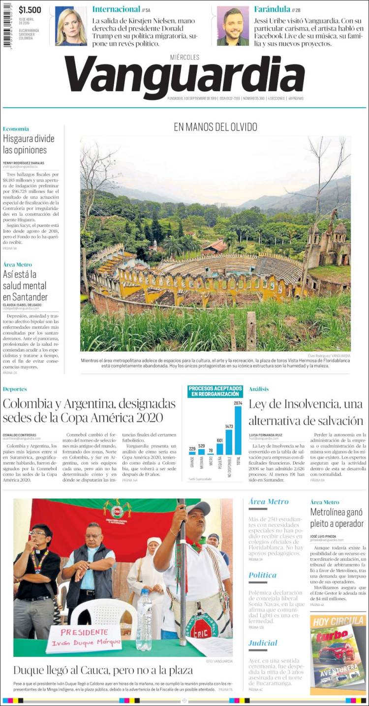 Portada de Vanguardia Liberal (Colombia)