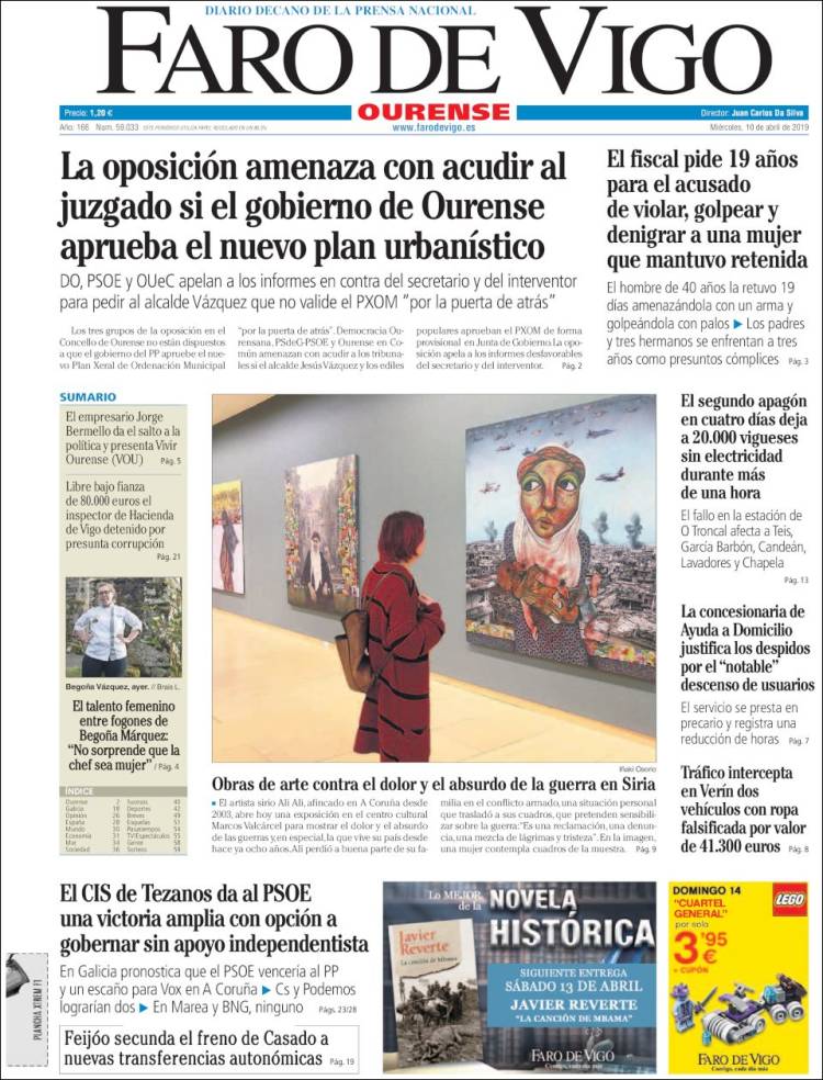 Portada de El Faro de Vigo - Ourense (Espa&ntilde;a)