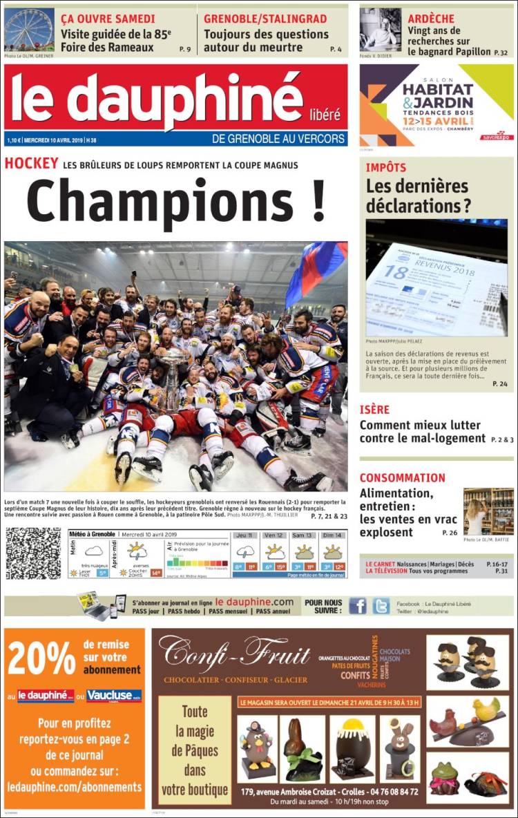 Portada de Le Dauphiné Libéré (Francia)