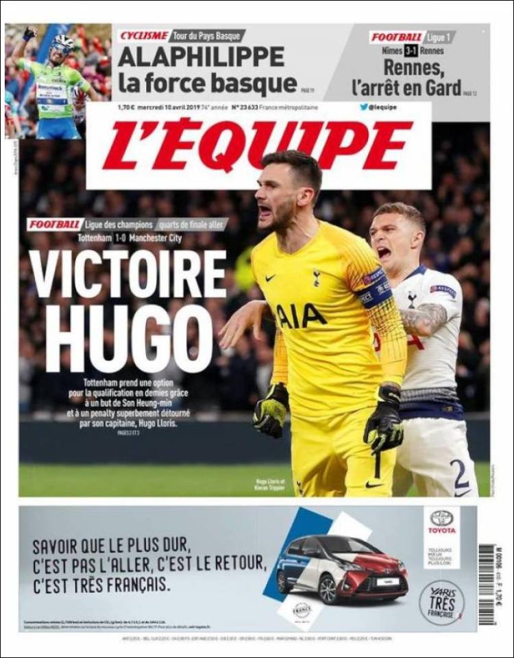 Portada de L'Equipe (Francia)