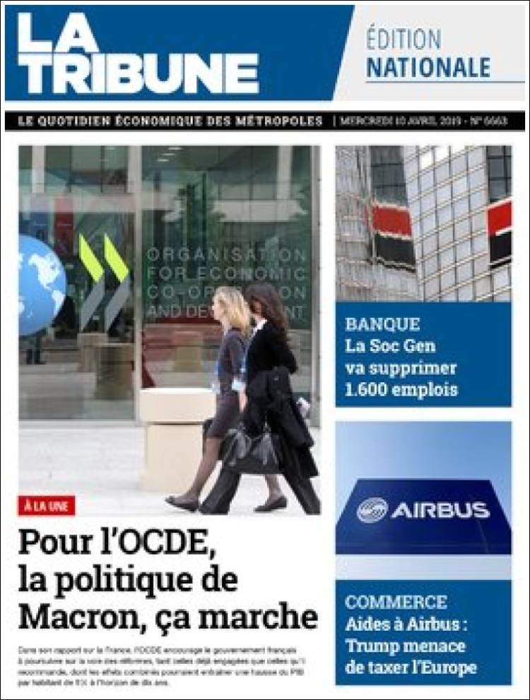 Portada de La Tribune (Francia)