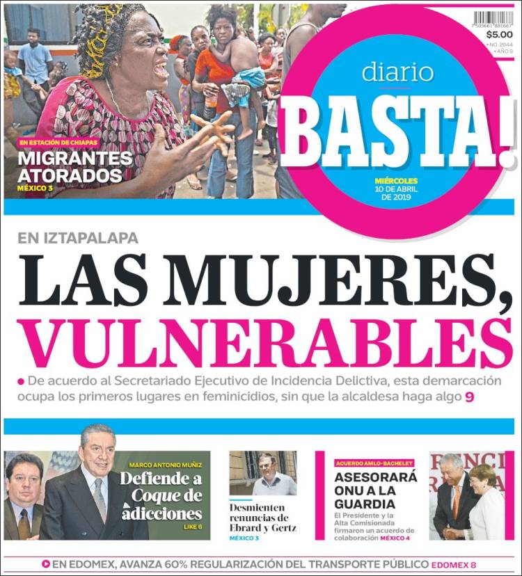 Portada de Diario Basta (México)