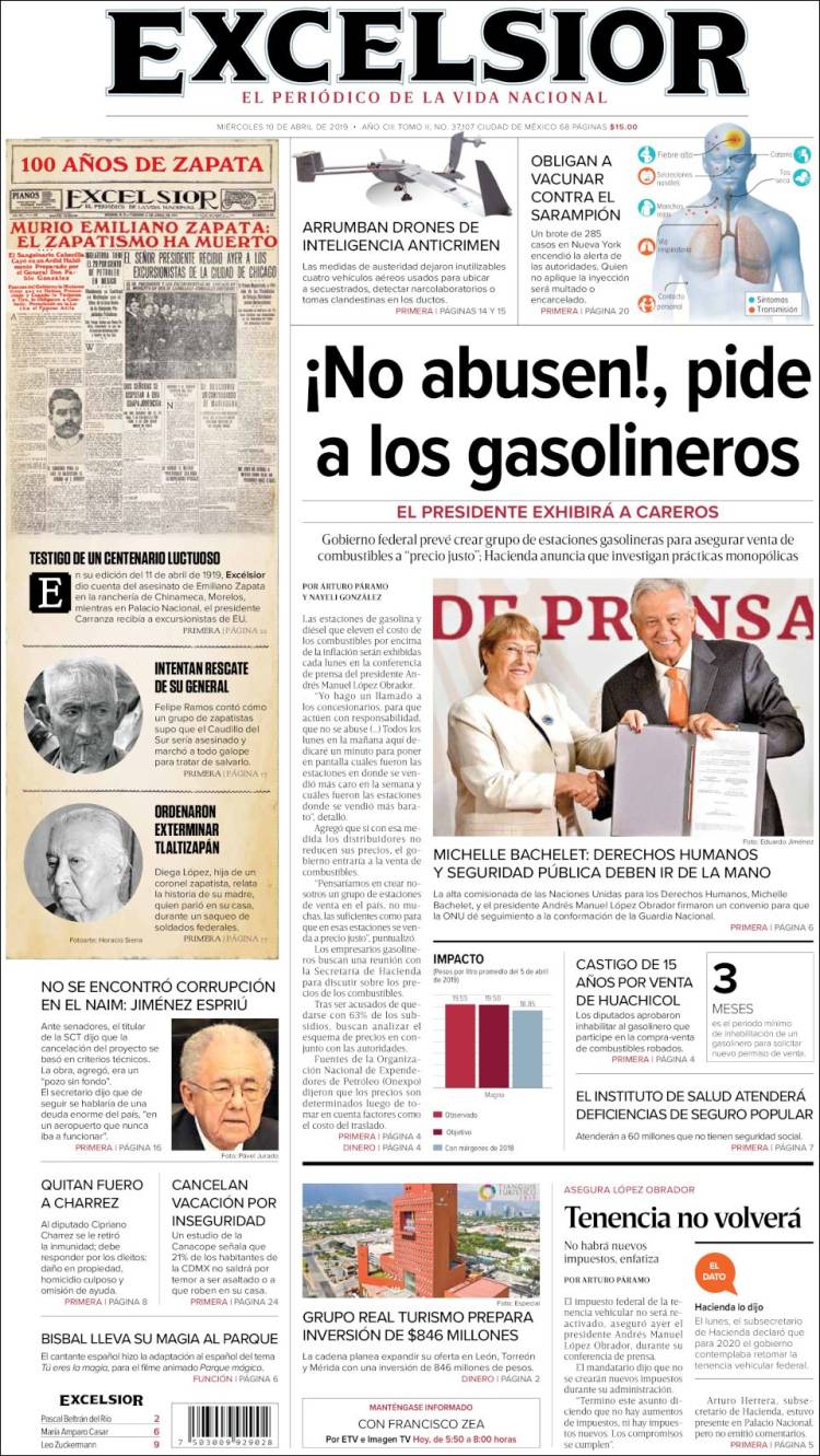 Portada de Excelsior (M&eacute;xico)