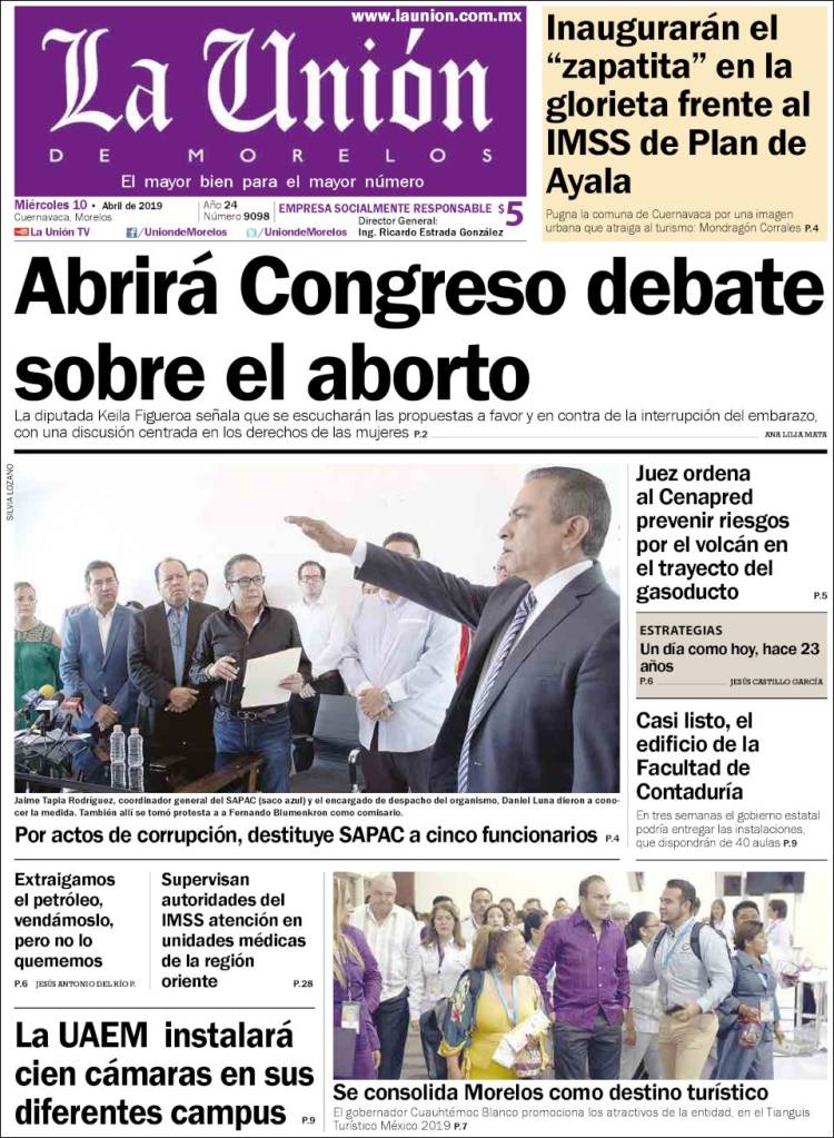 Portada de La Unión de Morelos (México)