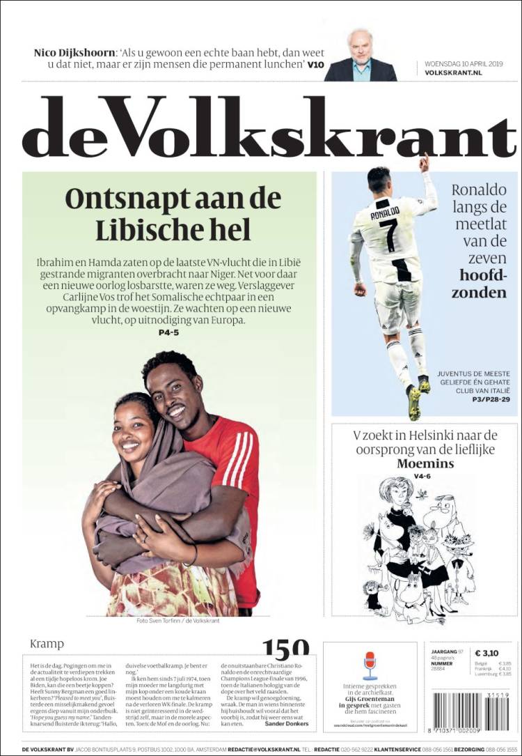 Portada de De Volkskrant (Pa&iacute;ses Bajos)