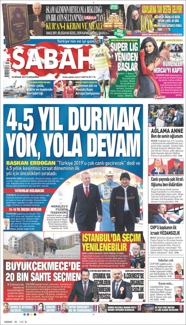 Portada de Sabah (Turqu&iacute;a)