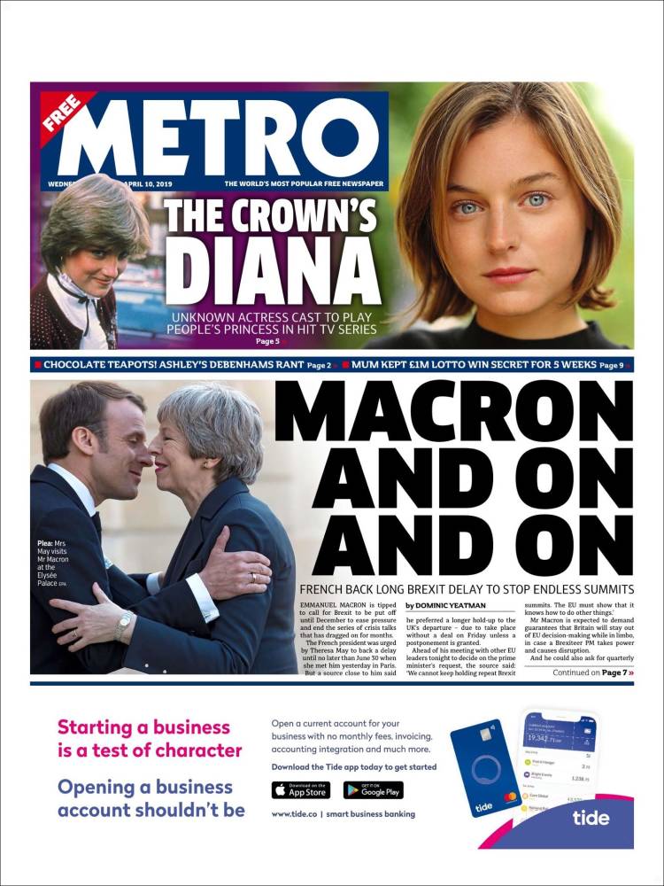 Portada de Metro (Reino Unido)