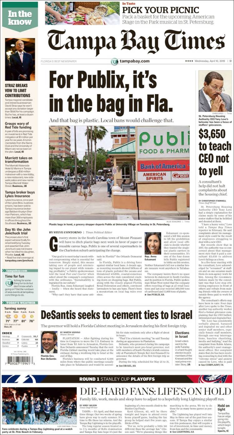 Portada de Tampa Bay Times (USA)