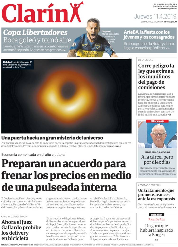 Portada de Clarín (Argentina)