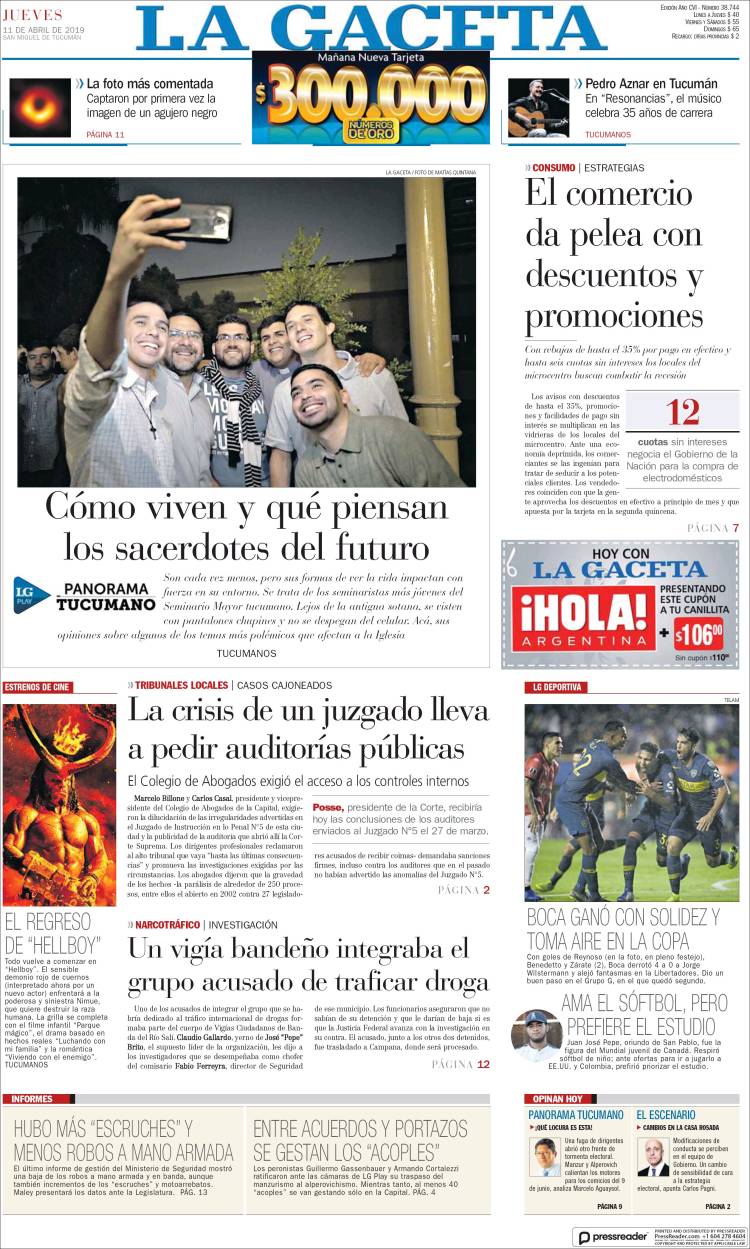 Portada de La Gaceta (Argentina)