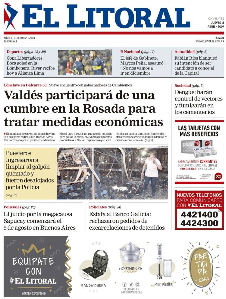 Portada de El Litoral Corrientes (Argentina)