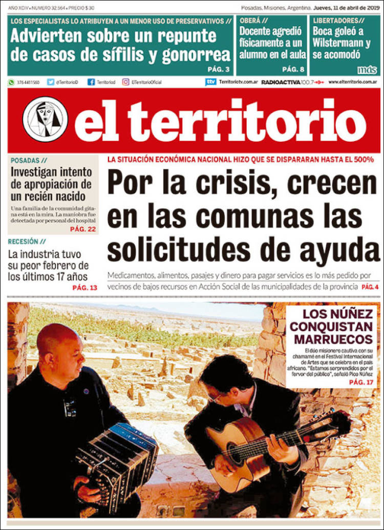 Portada de El Territorio (Argentina)