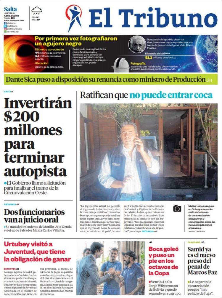 Portada de El Tribuno - Salta (Argentina)