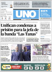 Portada de Diario Uno de Entre Ríos (Argentina)
