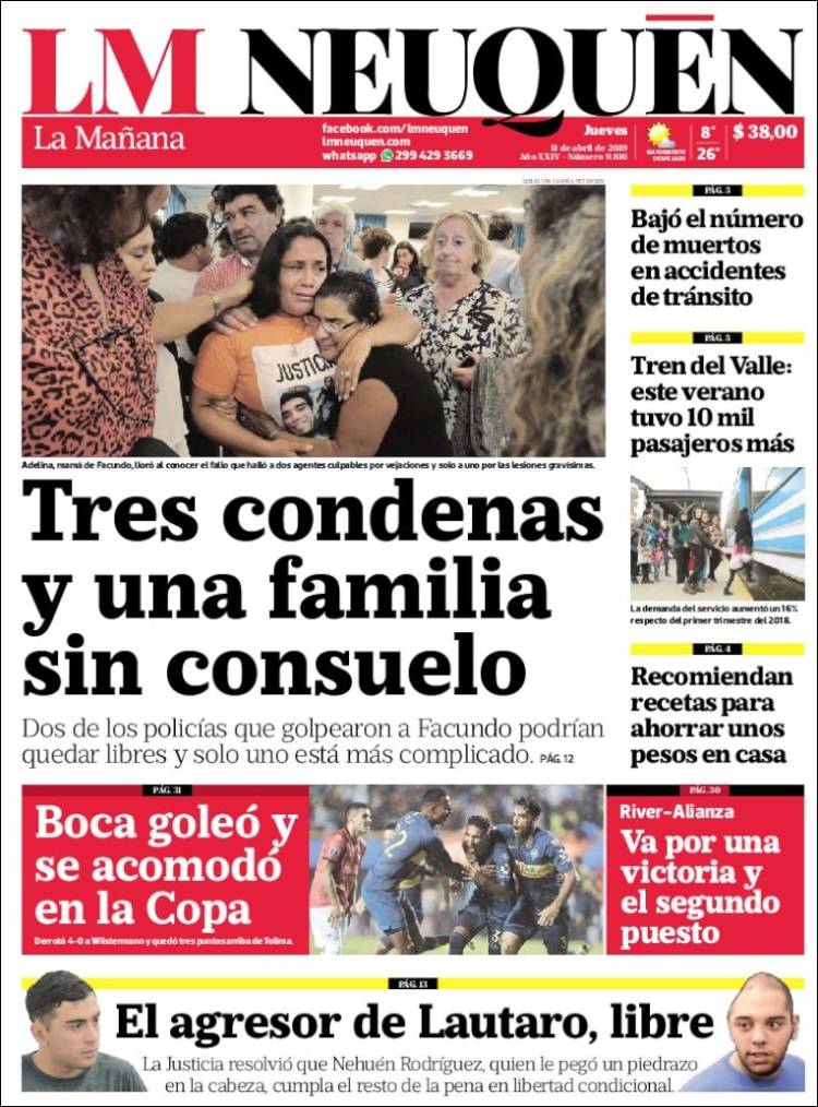 Portada de La Mañanade Neuquén (Argentina)