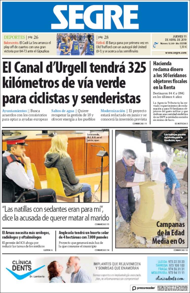 Portada de Segre  (Spain)