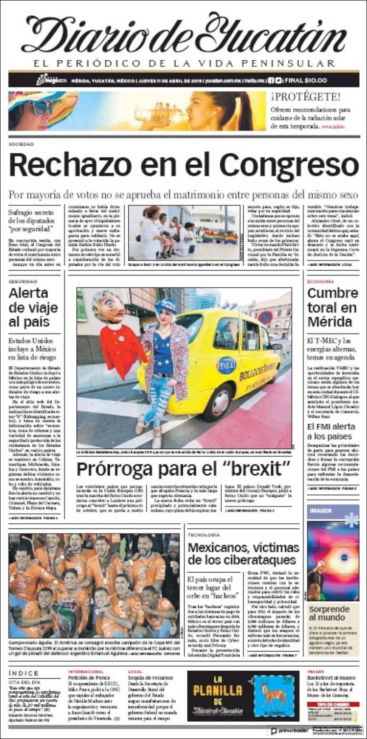 Portada de Diario de Yucatán (M&eacute;xico)