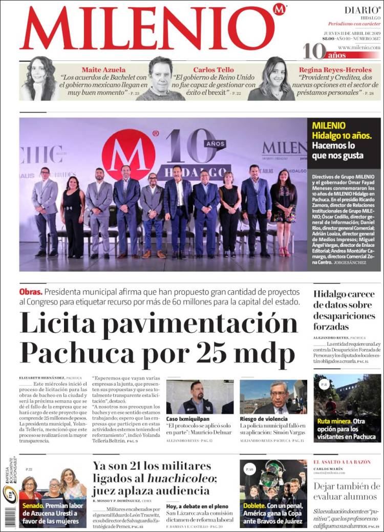Portada de Milenio de Hidalgo (M&eacute;xico)