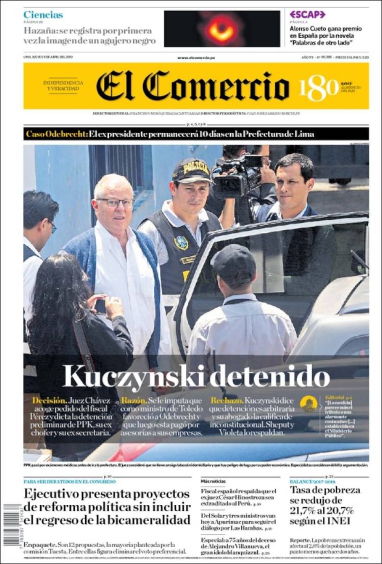 Portada de El Comercio (Per&uacute;)