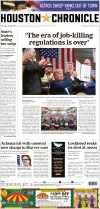 Portada de Houston Chronicle (USA)