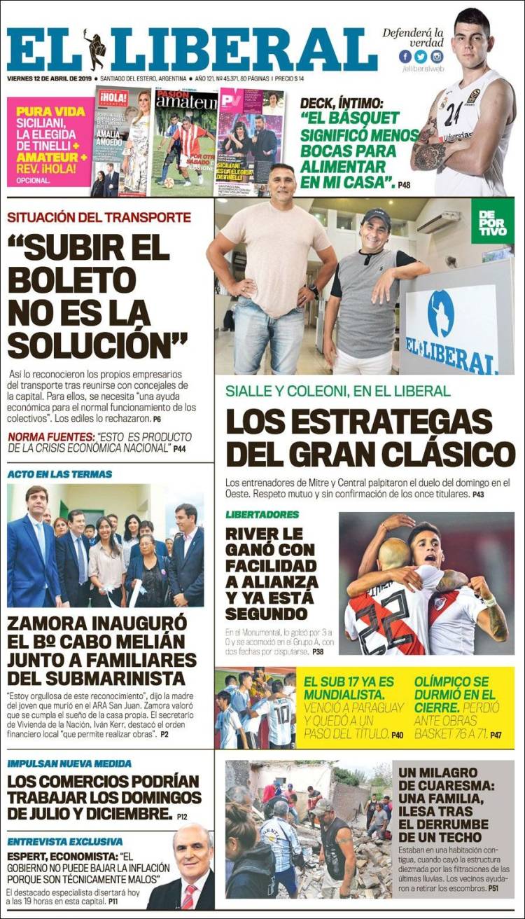 Portada de Diario El Liberal (Argentina)