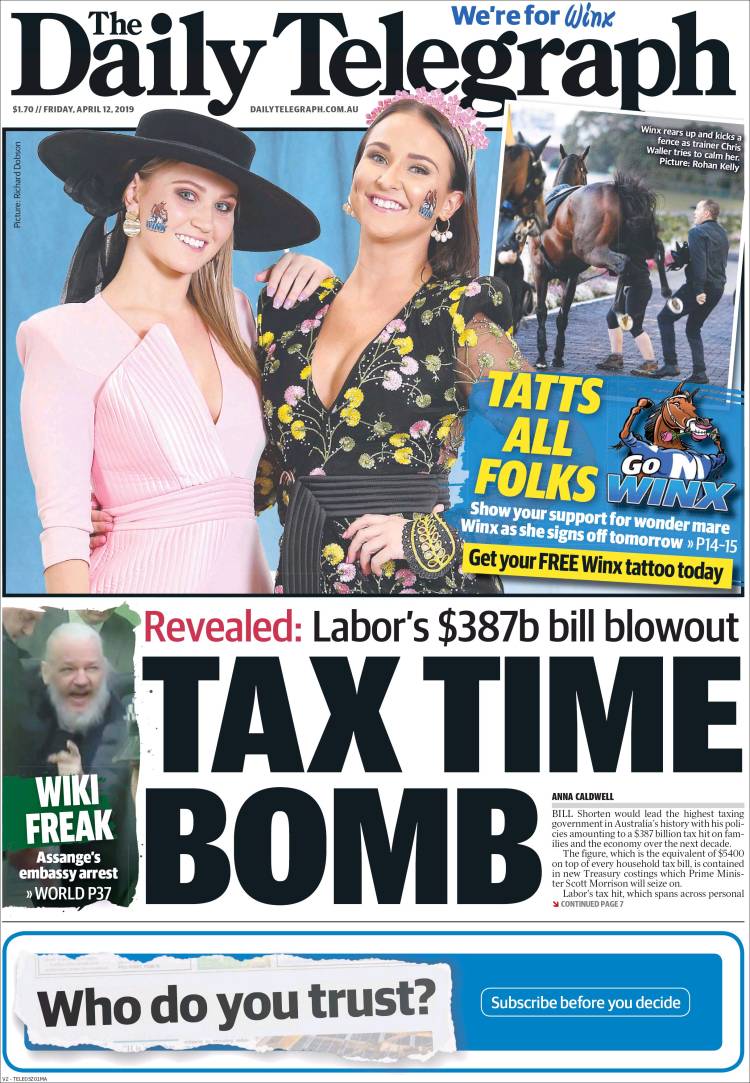 Portada de The Daily Telegraph (Australia)