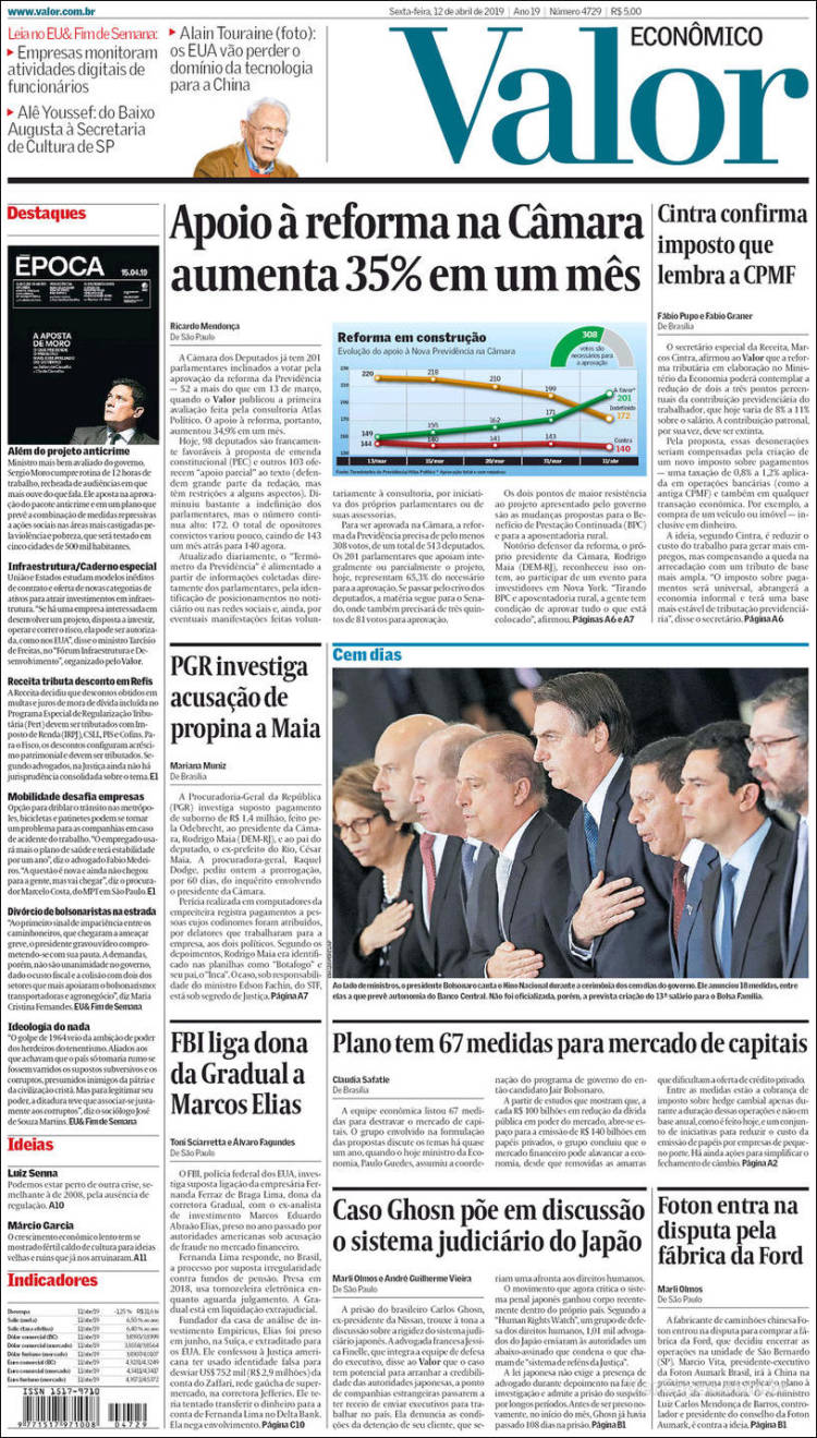 Portada de Valor Econômico (Brasil)