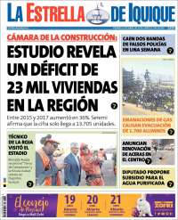 Portada de La Estrella de Iquique (Chile)