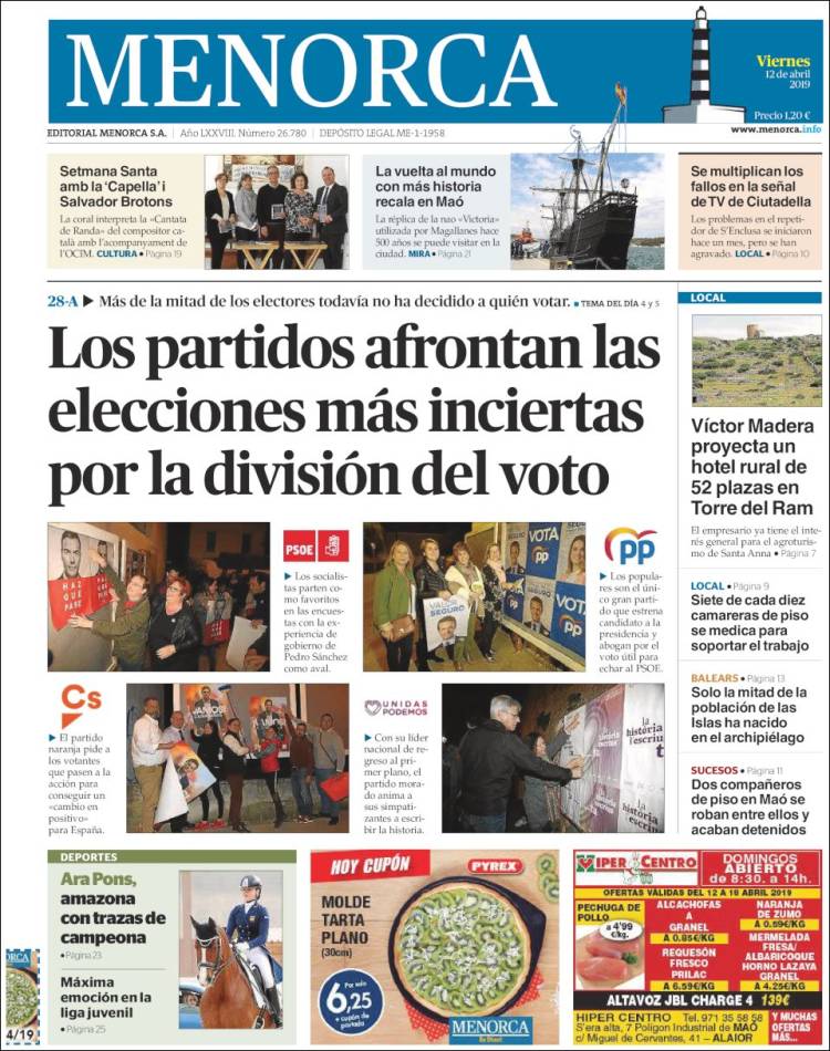 Portada de Menorca - Diario Insular (Espa&ntilde;a)